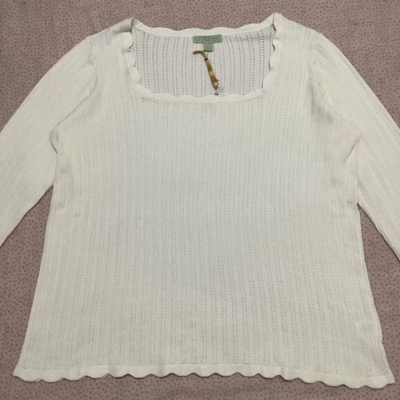 NWOT Rye Grass Cream Cottagecore Coquette Clean Girl Minimalist Blouse Size 1X - Picture 3 of 11